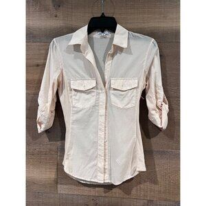 JAMES PERSE Ribbed Side Panel 3/4 Sleeves cream shirt size 0/ XS